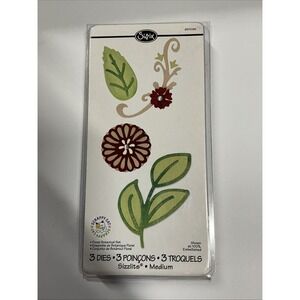 Sizzix #657095 Floral Botanical Set 3 Dies NIB